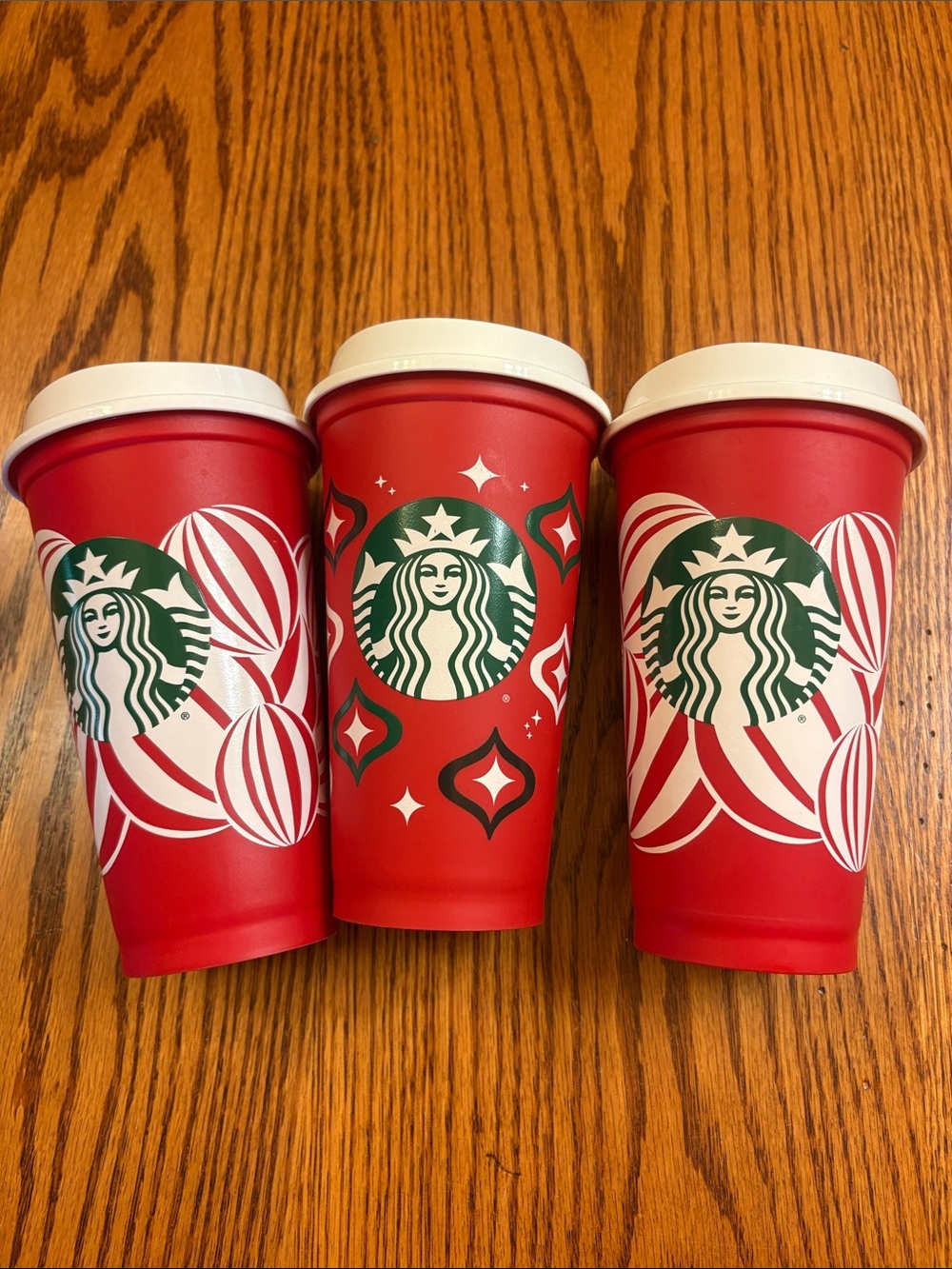 3 Starbucks Reusable Holiday Red Christmas Cups 16oz from 2024